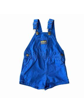 OshKosh B’gosh Vintage Blue Vestbak Overalls Shorts 18 Months Made In USA 80s